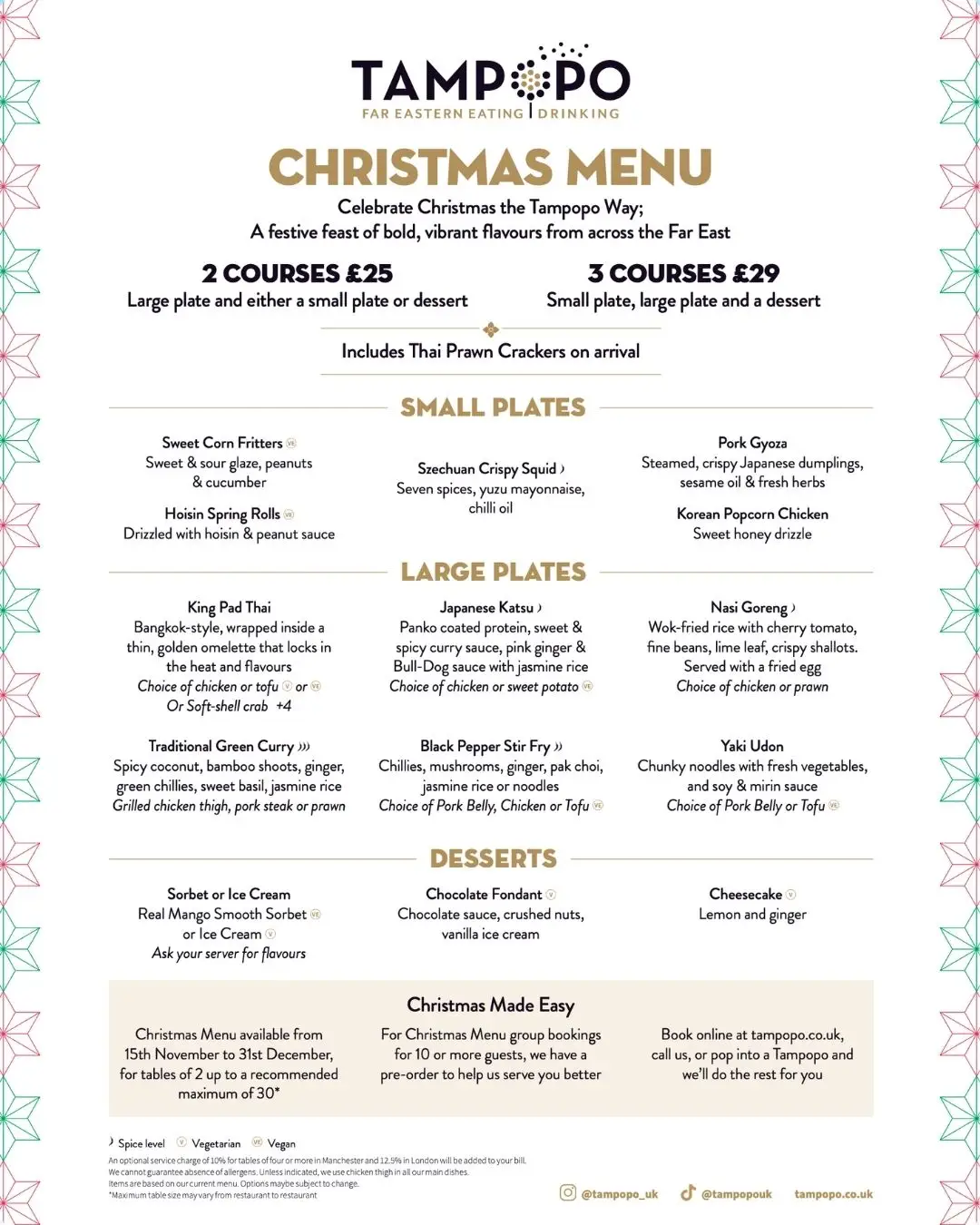 The Tampopo Christmas Menu 2026